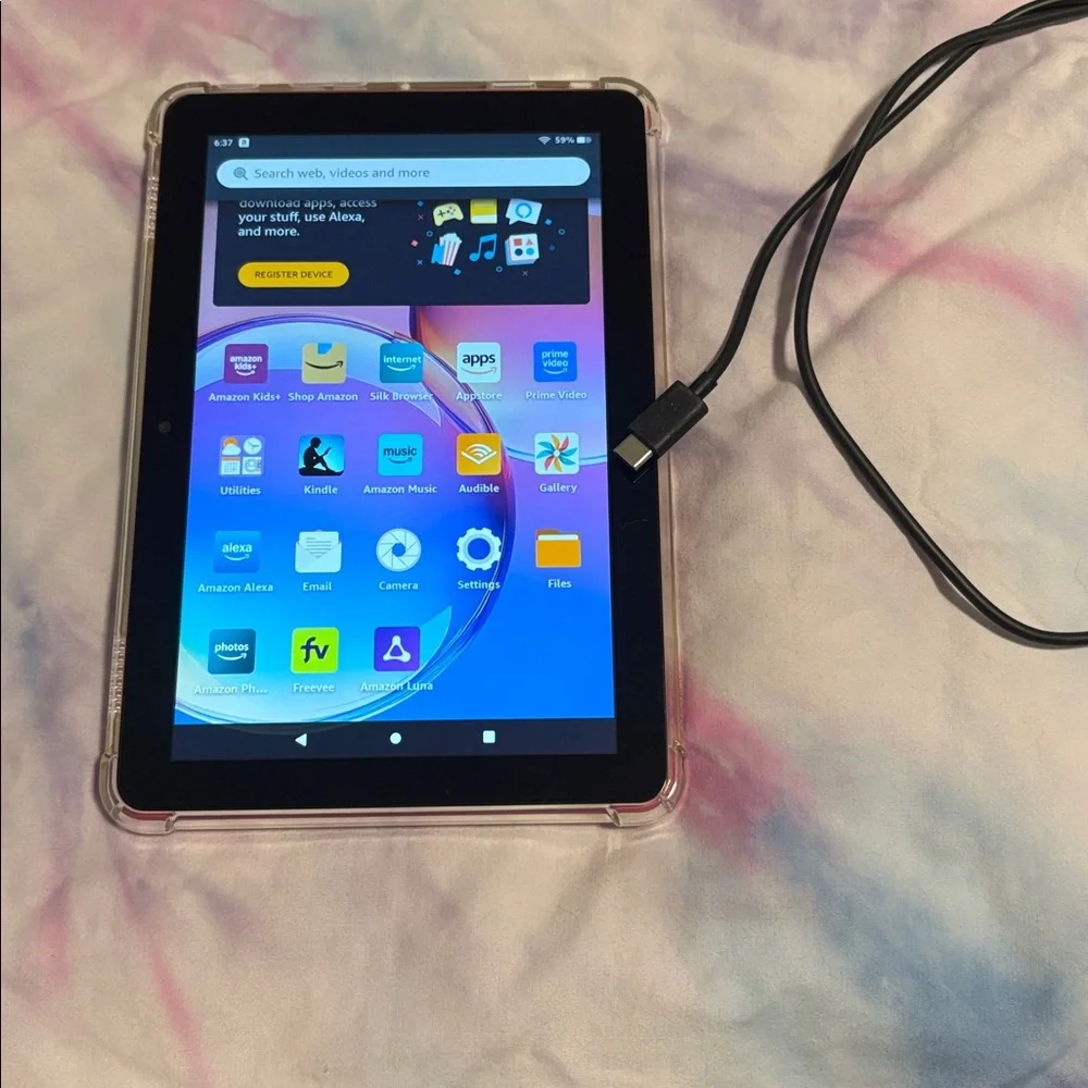 Pink Amazon fire HD 8 Tablet with Charger